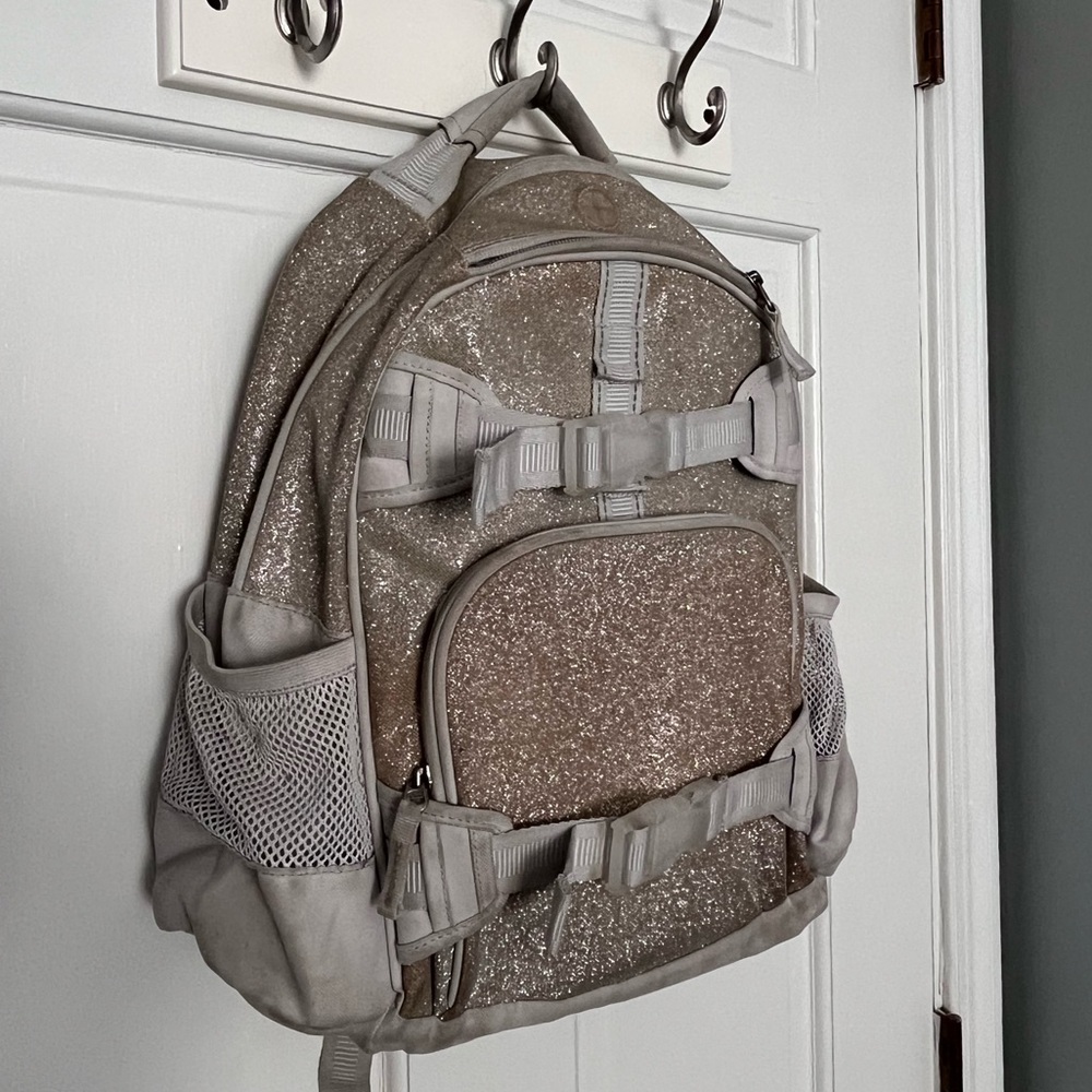 Pottery Barn Kids Mackenzie Silver/Gold Ombre Sparkle Glitter Small Backpack